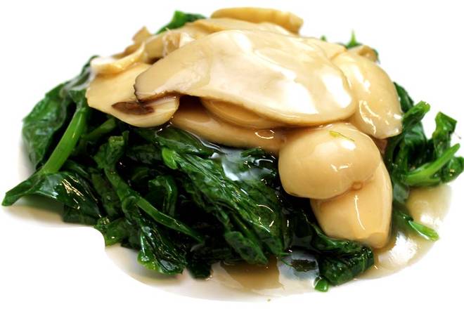 Snow Pea Leaves with King Mushroom 皇子菇扒豆苗